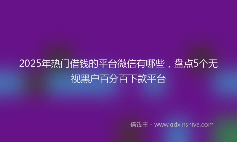 2025年热门借钱的平台微信有哪些，盘点5个无视黑户百分百下款平台