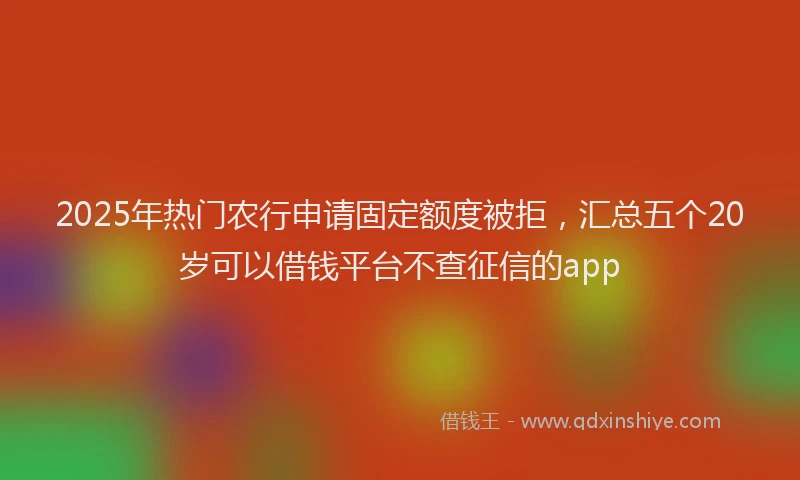 2025年热门农行申请固定额度被拒，汇总五个20岁可以借钱平台不查征信的app