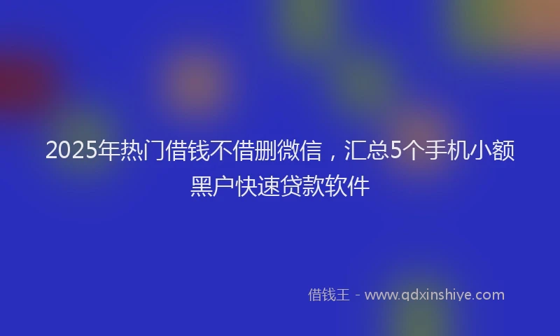 2025年热门借钱不借删微信，汇总5个手机小额黑户快速贷款软件