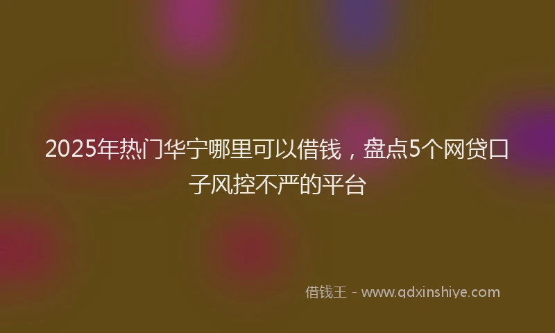 2025年热门华宁哪里可以借钱，盘点5个网贷口子风控不严的平台