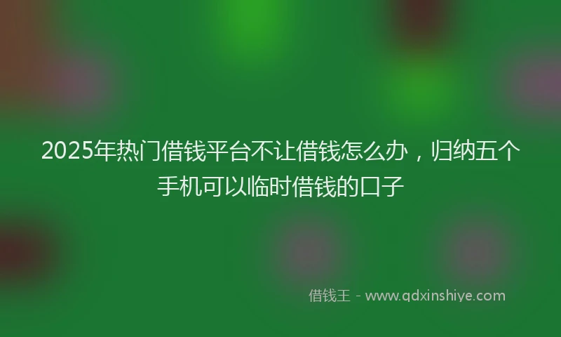 2025年热门借钱平台不让借钱怎么办，归纳五个手机可以临时借钱的口子