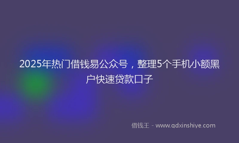 2025年热门借钱易公众号，整理5个手机小额黑户快速贷款口子