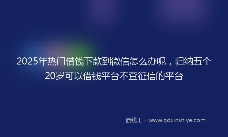 2025年热门借钱下款到微信怎么办呢，归纳五个20岁可以借钱平台不查征信的平台