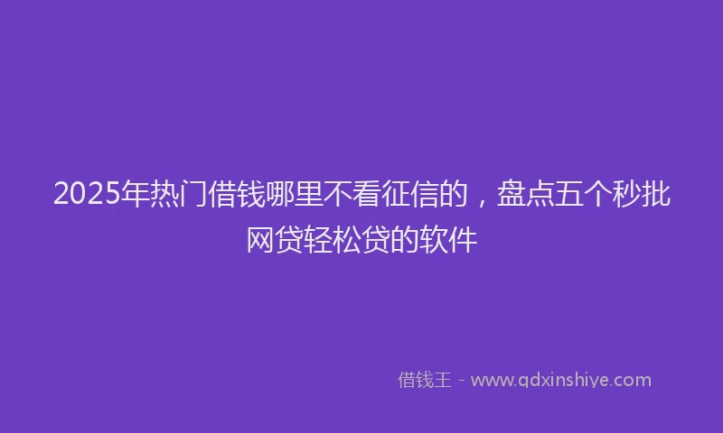 2025年热门借钱哪里不看征信的，盘点五个秒批网贷轻松贷的软件