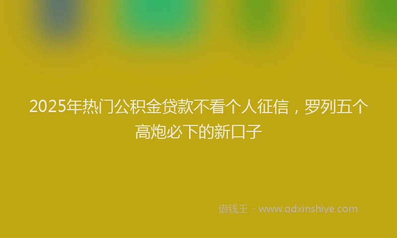 2025年热门公积金贷款不看个人征信，罗列五个高炮必下的新口子