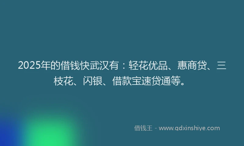 2025年的借钱快武汉有：轻花优品、惠商贷、三枝花、闪银、借款宝速贷通等。