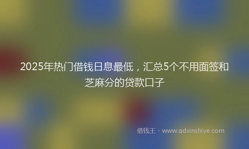 2025年热门借钱日息最低，汇总5个不用面签和芝麻分的贷款口子