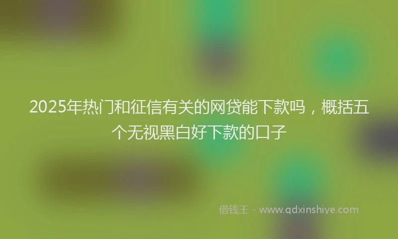 2025年热门和征信有关的网贷能下款吗，概括五个无视黑白好下款的口子