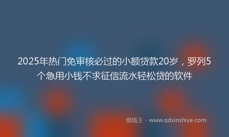 2025年热门免审核必过的小额贷款20岁，罗列5个急用小钱不求征信流水轻松贷的软件