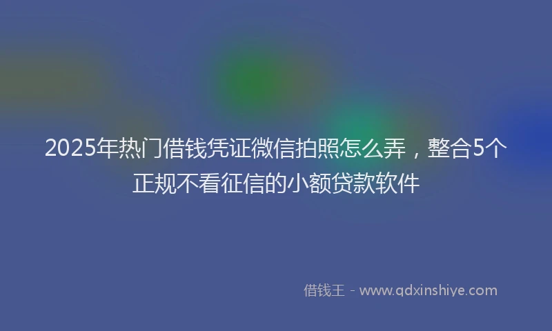 2025年热门借钱凭证微信拍照怎么弄，整合5个正规不看征信的小额贷款软件