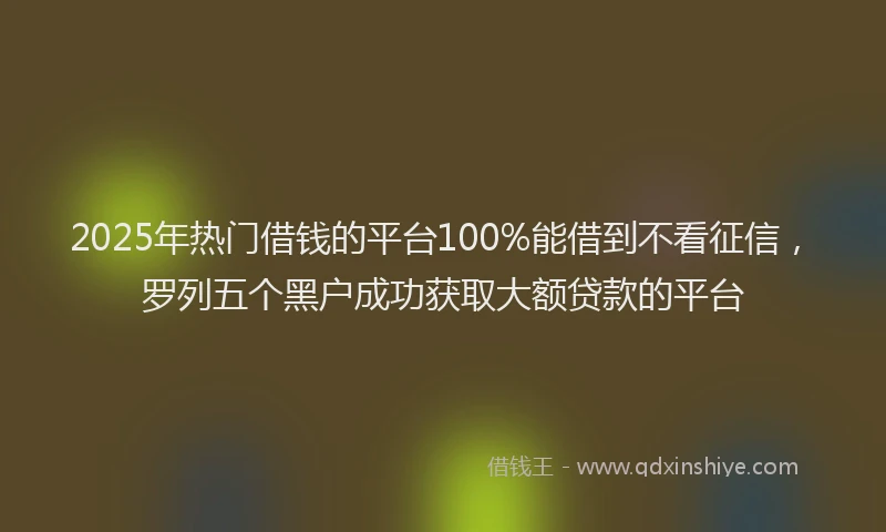 2025年热门借钱的平台100%能借到不看征信，罗列五个黑户成功获取大额贷款的平台