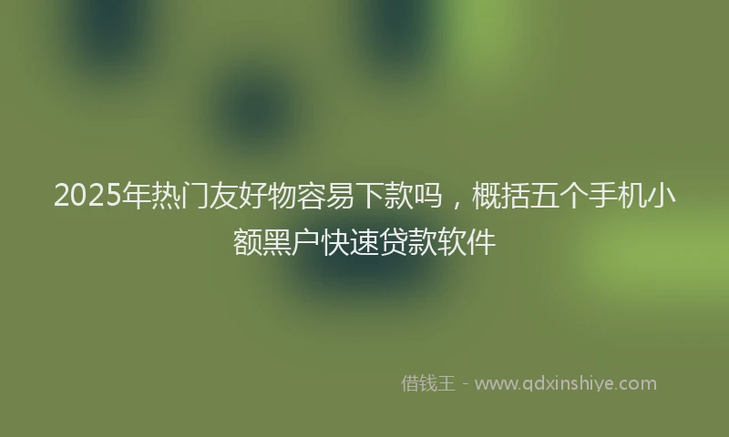 2025年热门友好物容易下款吗，概括五个手机小额黑户快速贷款软件