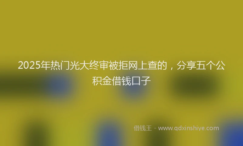 2025年热门光大终审被拒网上查的，分享五个公积金借钱口子