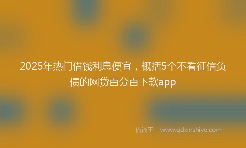 2025年热门借钱利息便宜，概括5个不看征信负债的网贷百分百下款app