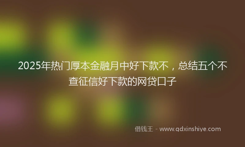 2025年热门厚本金融月中好下款不，总结五个不查征信好下款的网贷口子