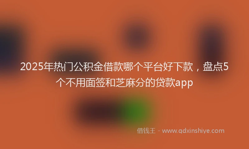 2025年热门公积金借款哪个平台好下款，盘点5个不用面签和芝麻分的贷款app