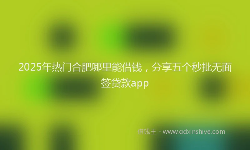 2025年热门合肥哪里能借钱，分享五个秒批无面签贷款app