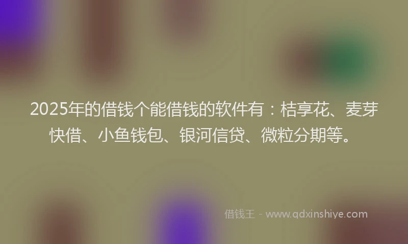 2025年的借钱个能借钱的软件有：桔享花、麦芽快借、小鱼钱包、银河信贷、微粒分期等。