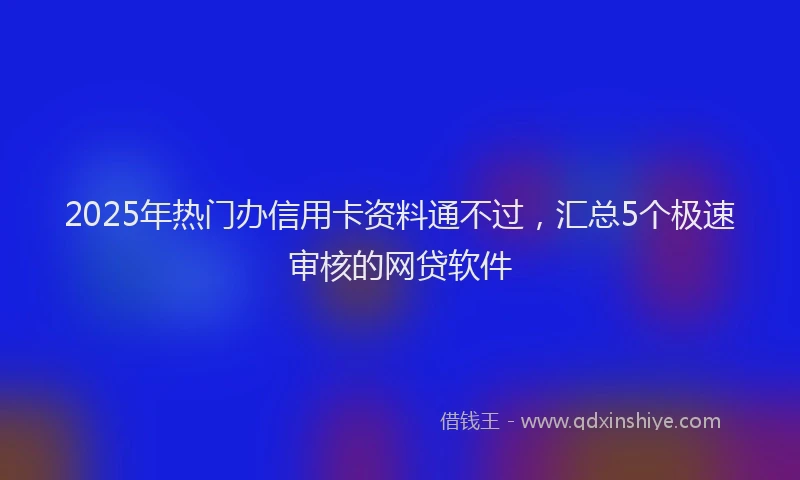 2025年热门办信用卡资料通不过，汇总5个极速审核的网贷软件