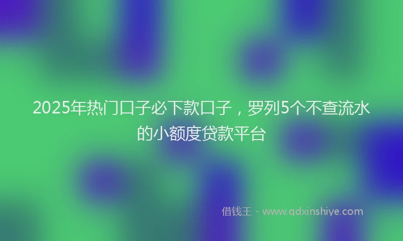 2025年热门口子必下款口子，罗列5个不查流水的小额度贷款平台