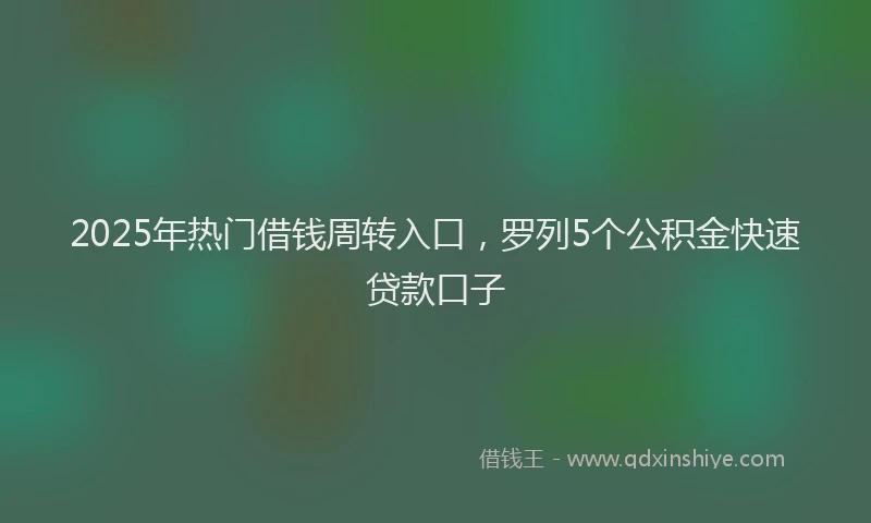 2025年热门借钱周转入口，罗列5个公积金快速贷款口子