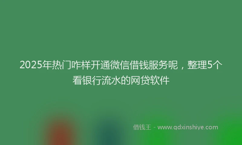 2025年热门咋样开通微信借钱服务呢，整理5个看银行流水的网贷软件