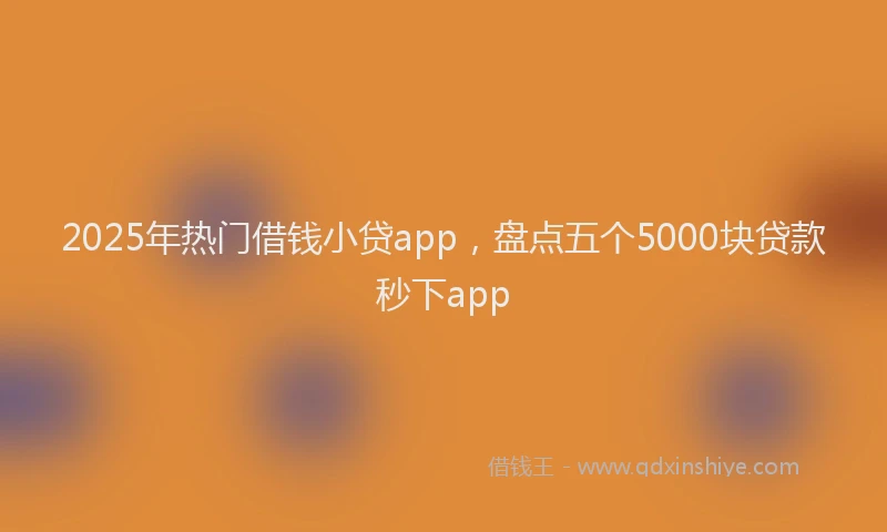 2025年热门借钱小贷app，盘点五个5000块贷款秒下app