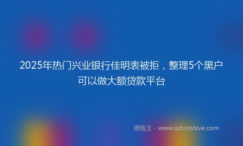 2025年热门兴业银行佳明表被拒，整理5个黑户可以做大额贷款平台