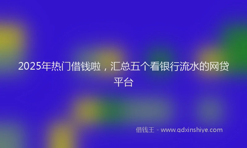 2025年热门借钱啦，汇总五个看银行流水的网贷平台