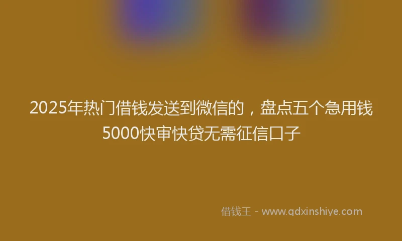 2025年热门借钱发送到微信的，盘点五个急用钱5000快审快贷无需征信口子