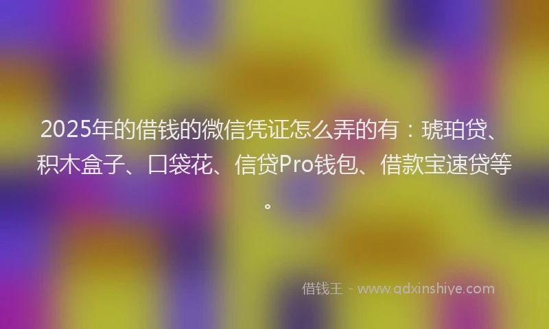 2025年的借钱的微信凭证怎么弄的有：琥珀贷、积木盒子、口袋花、信贷Pro钱包、借款宝速贷等。