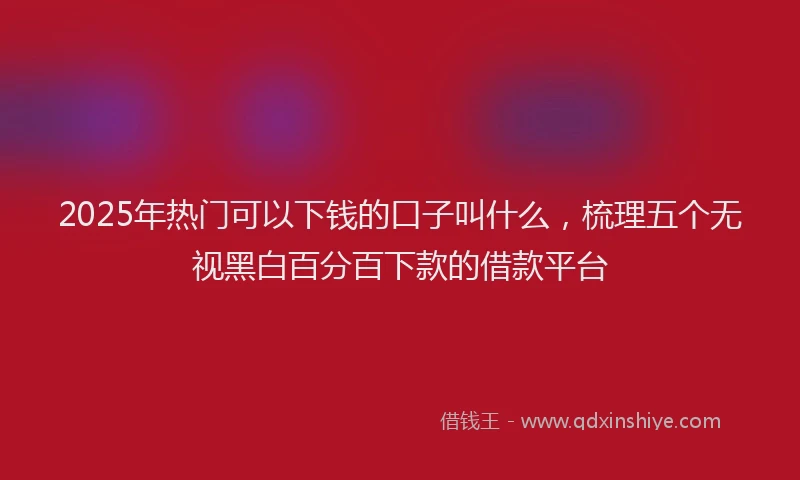 2025年热门可以下钱的口子叫什么，梳理五个无视黑白百分百下款的借款平台