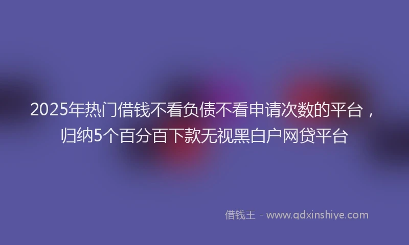2025年热门借钱不看负债不看申请次数的平台，归纳5个百分百下款无视黑白户网贷平台