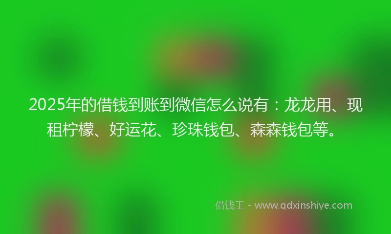 2025年的借钱到账到微信怎么说有：龙龙用、现租柠檬、好运花、珍珠钱包、森森钱包等。