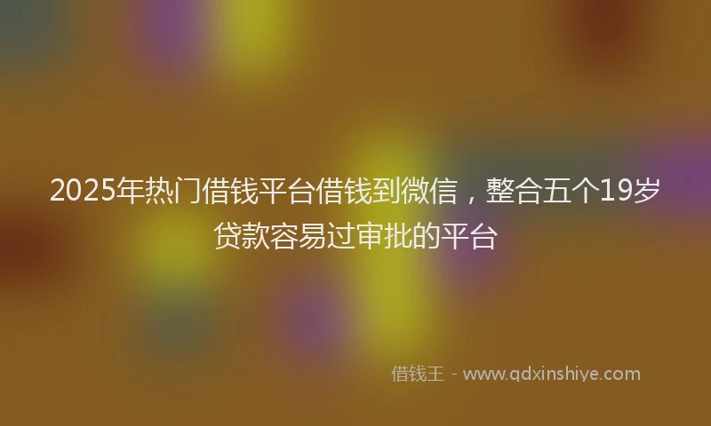 2025年热门借钱平台借钱到微信，整合五个19岁贷款容易过审批的平台