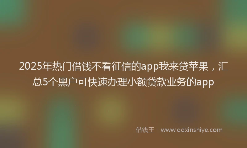 2025年热门借钱不看征信的app我来贷苹果，汇总5个黑户可快速办理小额贷款业务的app