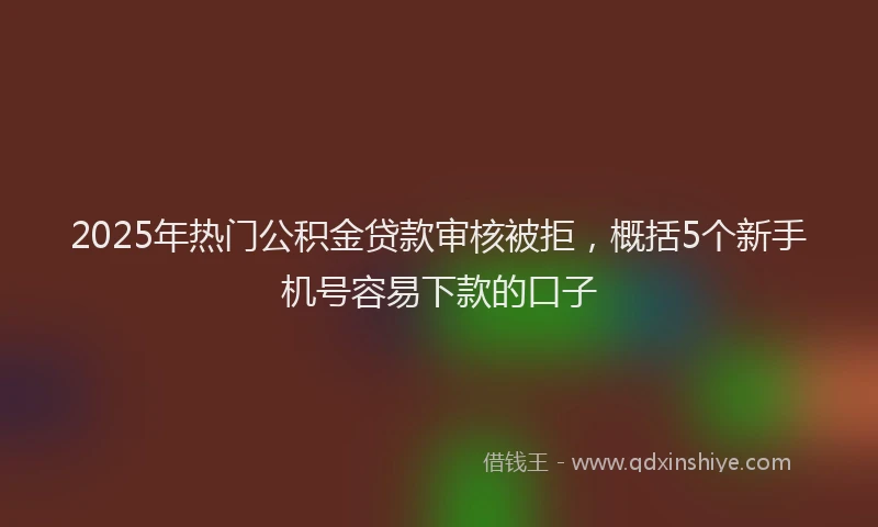 2025年热门公积金贷款审核被拒，概括5个新手机号容易下款的口子