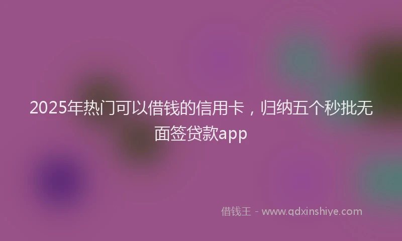 2025年热门可以借钱的信用卡，归纳五个秒批无面签贷款app