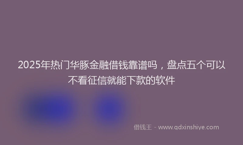 2025年热门华豚金融借钱靠谱吗，盘点五个可以不看征信就能下款的软件