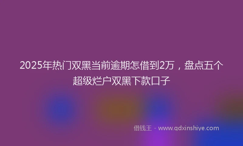 2025年热门双黑当前逾期怎借到2万，盘点五个超级烂户双黑下款口子