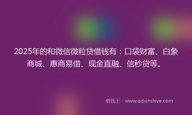 2025年的和微信微粒贷借钱有：口袋财富、白象商城、惠商易借、现金直融、信秒贷等。
