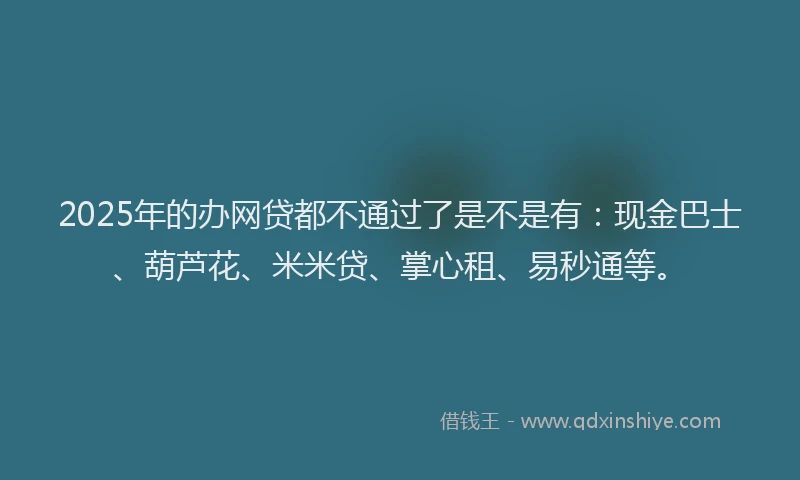 2025年的办网贷都不通过了是不是有：现金巴士、葫芦花、米米贷、掌心租、易秒通等。