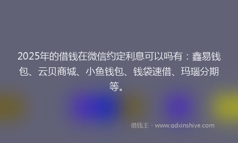 2025年的借钱在微信约定利息可以吗有：鑫易钱包、云贝商城、小鱼钱包、钱袋速借、玛瑙分期等。