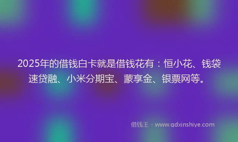 2025年的借钱白卡就是借钱花有：恒小花、钱袋速贷融、小米分期宝、蒙享金、银票网等。