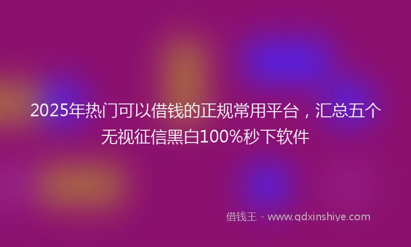 2025年热门可以借钱的正规常用平台，汇总五个无视征信黑白100%秒下软件