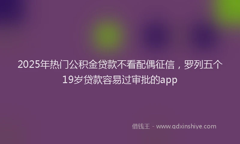 2025年热门公积金贷款不看配偶征信，罗列五个19岁贷款容易过审批的app