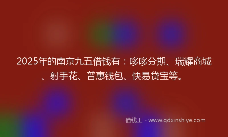 2025年的南京九五借钱有：哆哆分期、瑞耀商城、射手花、普惠钱包、快易贷宝等。