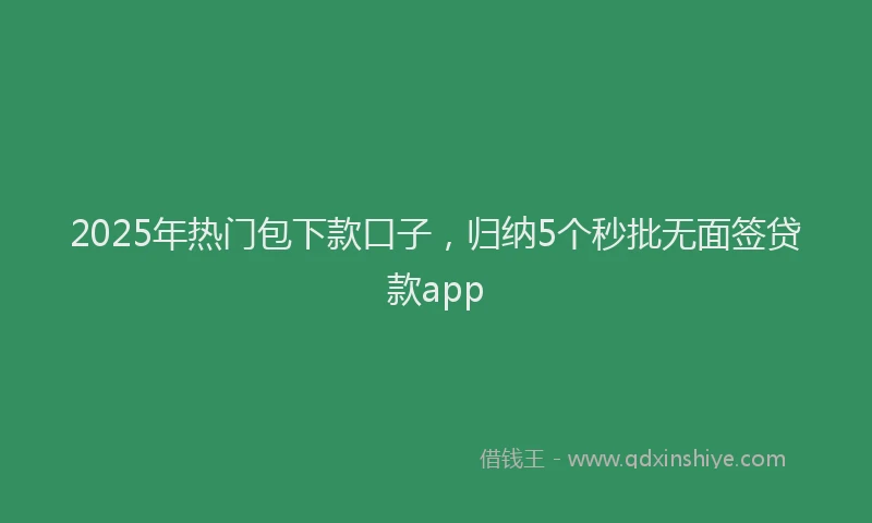 2025年热门包下款口子，归纳5个秒批无面签贷款app