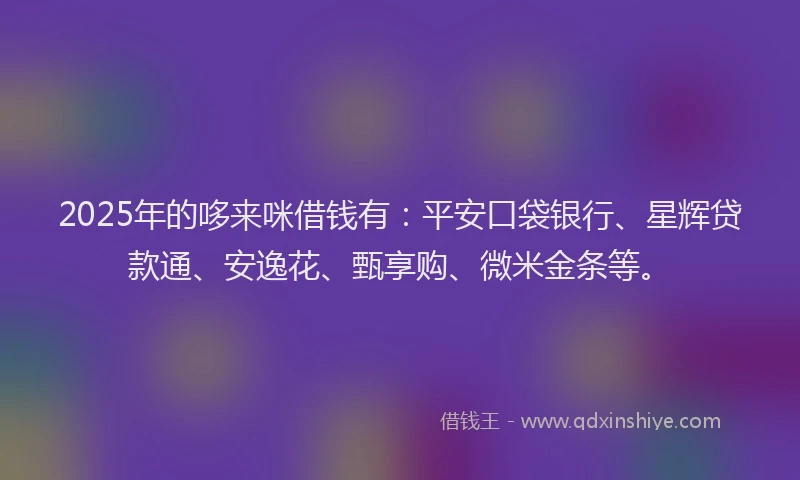 2025年的哆来咪借钱有：平安口袋银行、星辉贷款通、安逸花、甄享购、微米金条等。