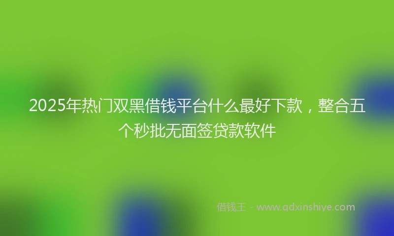2025年热门双黑借钱平台什么最好下款，整合五个秒批无面签贷款软件
